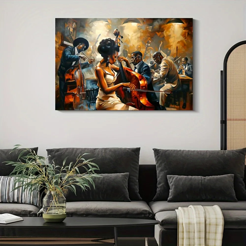 Hign-Concerned Pine Frame Deco Wall Art African Performers