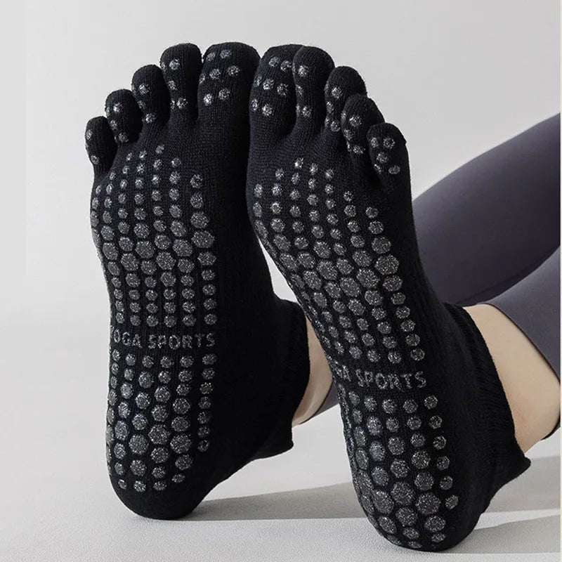 NONECN Full Toe Yoga Socks For Women Cotton Silicone Grip