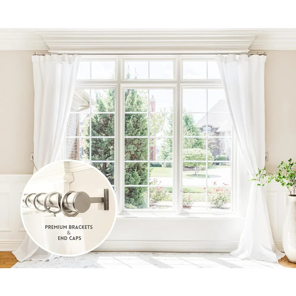 Hignconcerned Luxury Curtain Rod With Brackets And Endcaps