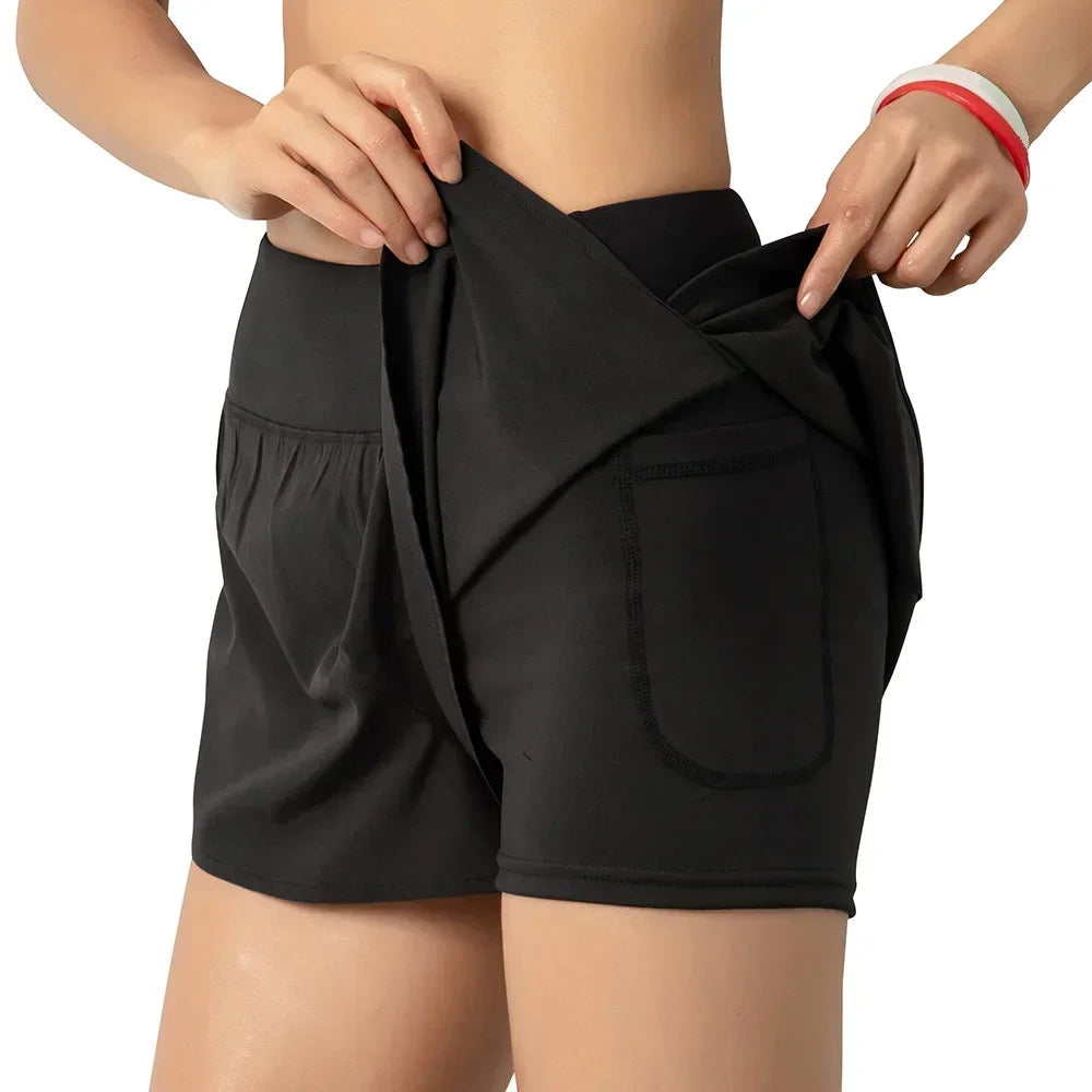 Women 2-In-1 Running Shorts With Pocket Liner And Wide Waistband