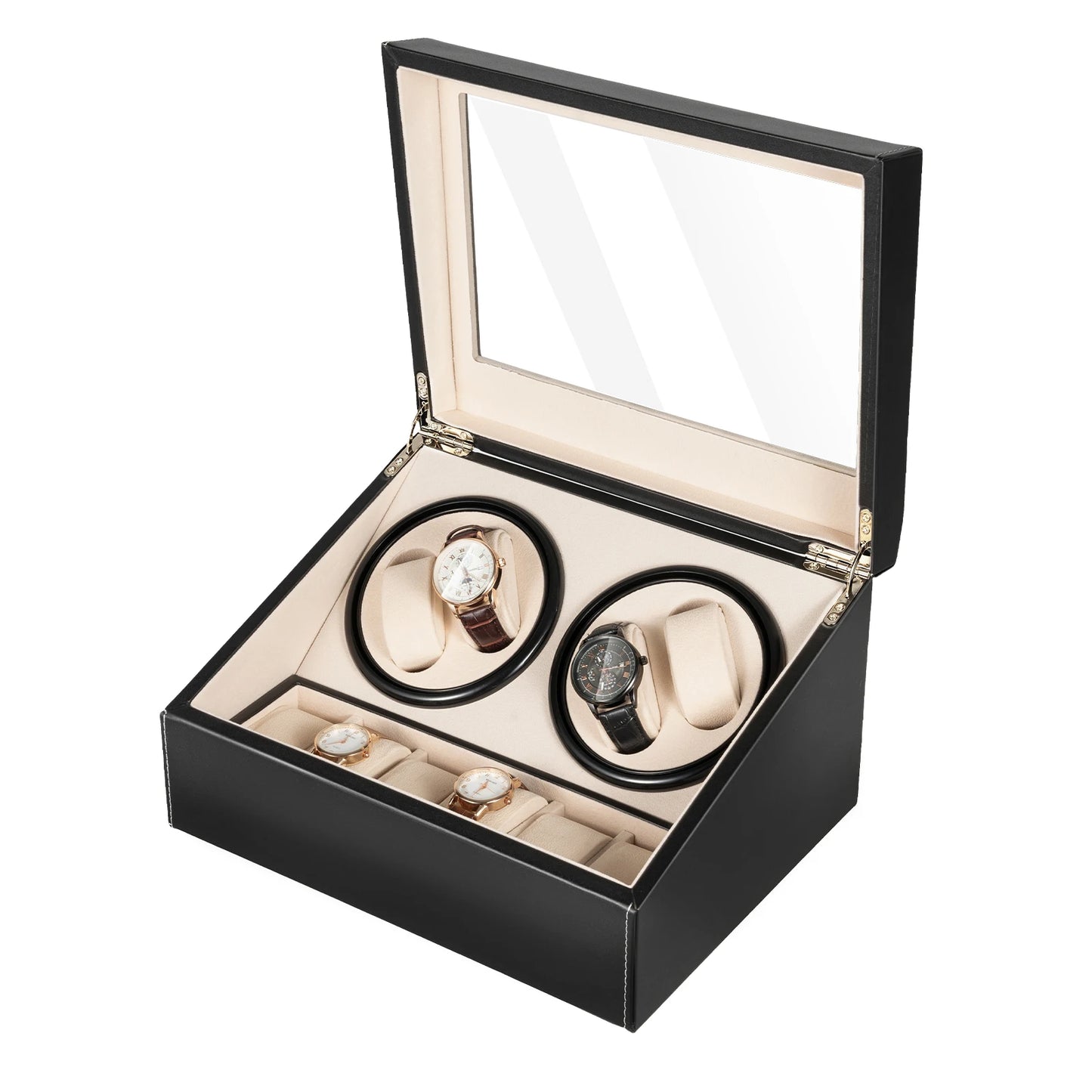 Watch Winder Box for Automatic Mechanical Watches PU Leather