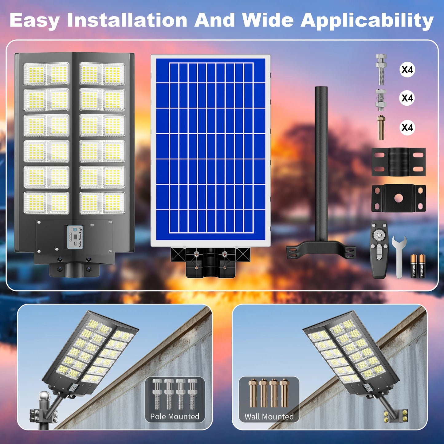 6000 Watt Solar Street Lights With Motion Sensor IP65 Waterproof