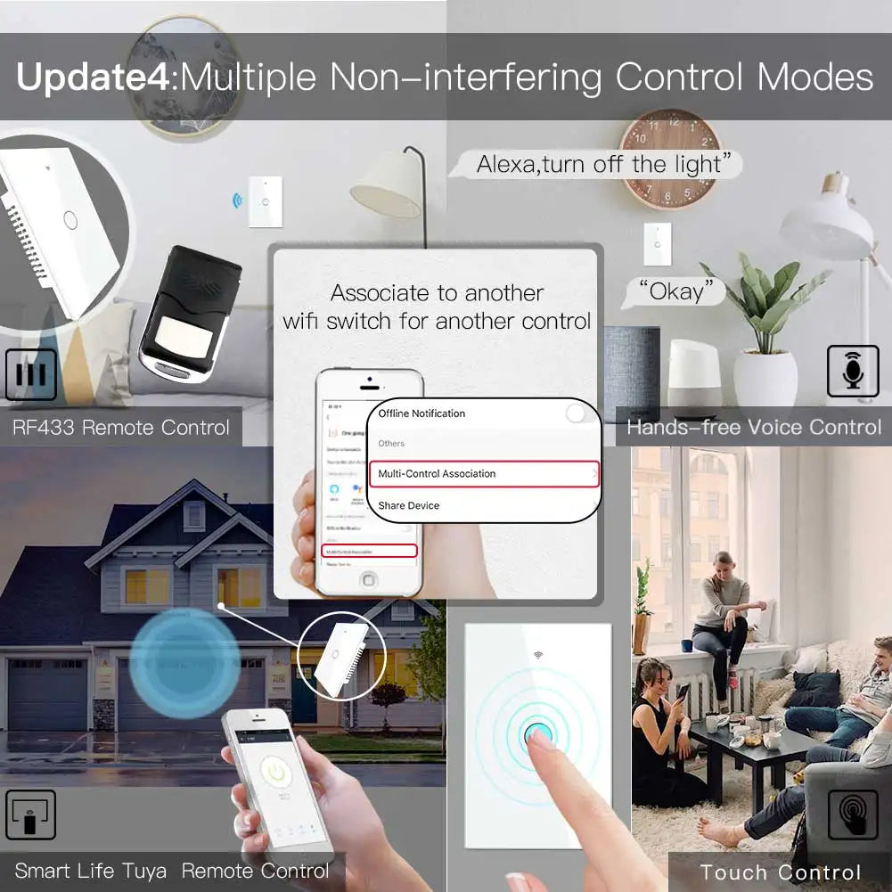 MOES Glass Panel Switch WiFi Tuya Smart Life Google Alexa