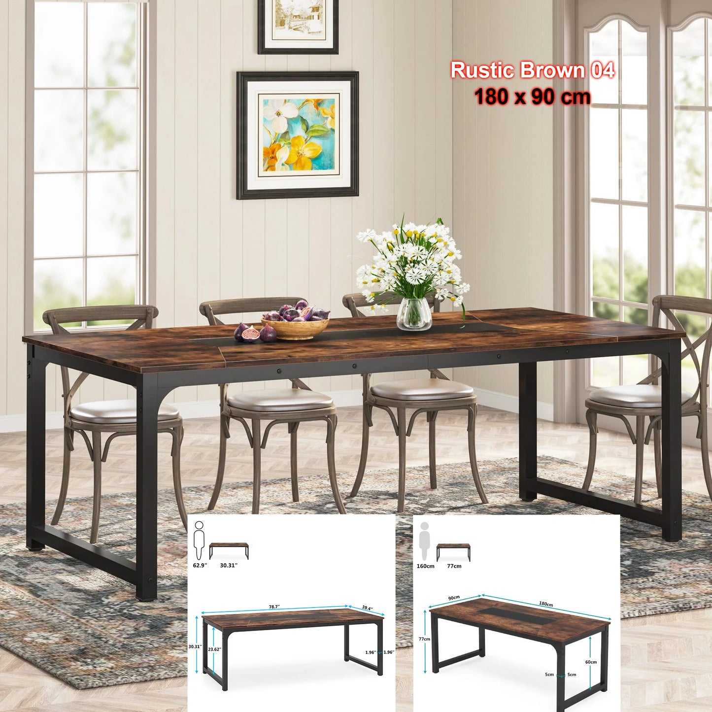 Tribesigns Industrial Dining Table for Dining Room