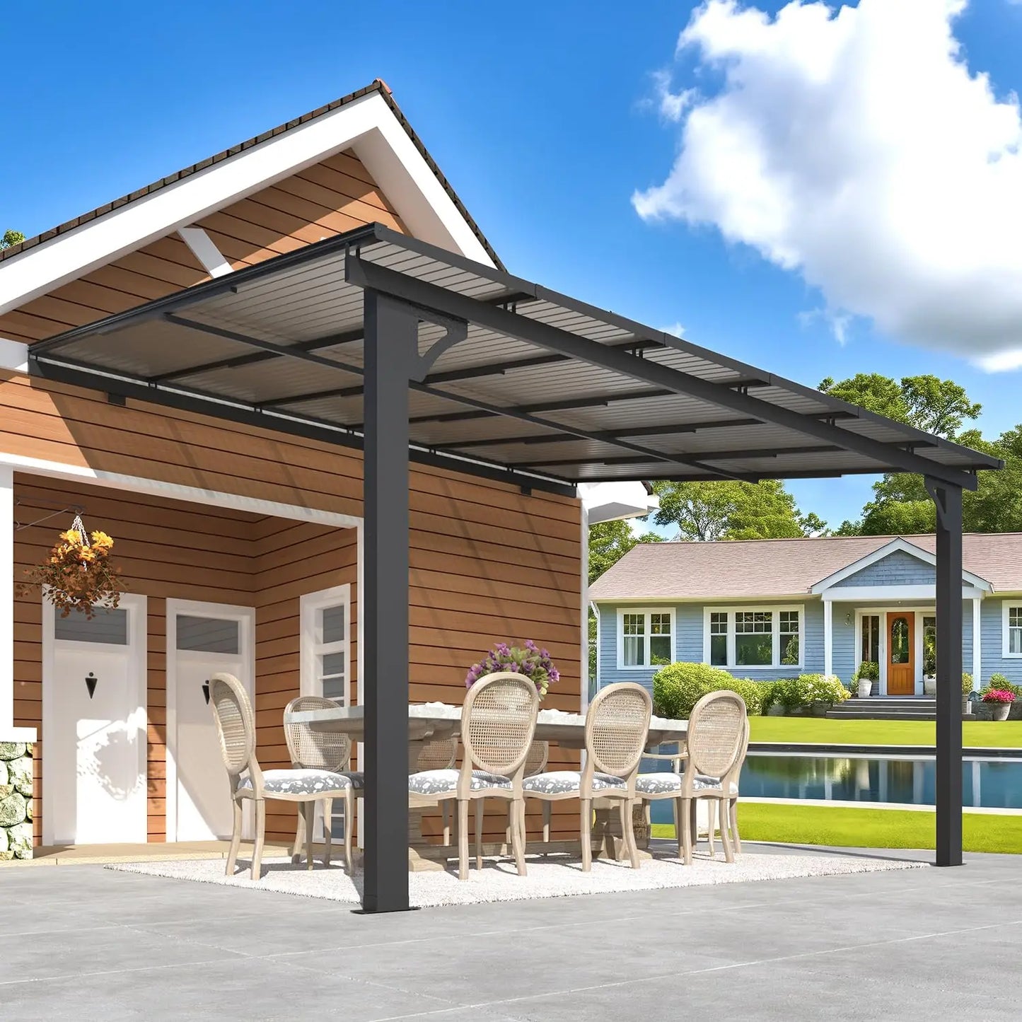 Wall Gazebo Hard Top Pergola Outdoor Patio Canopy For Deck