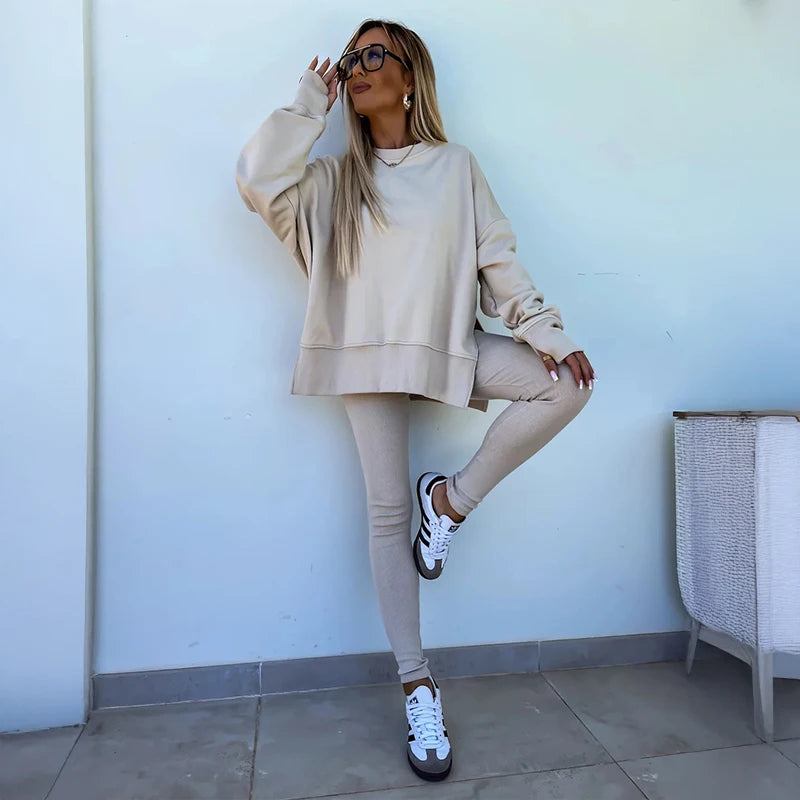 SCACTOCN Womens Spring Sports Hoodie Set Two Piece Yoga