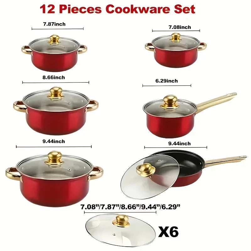 Stainless Steel Cookware Set 316 Stainless Nonstick With Golden Handles