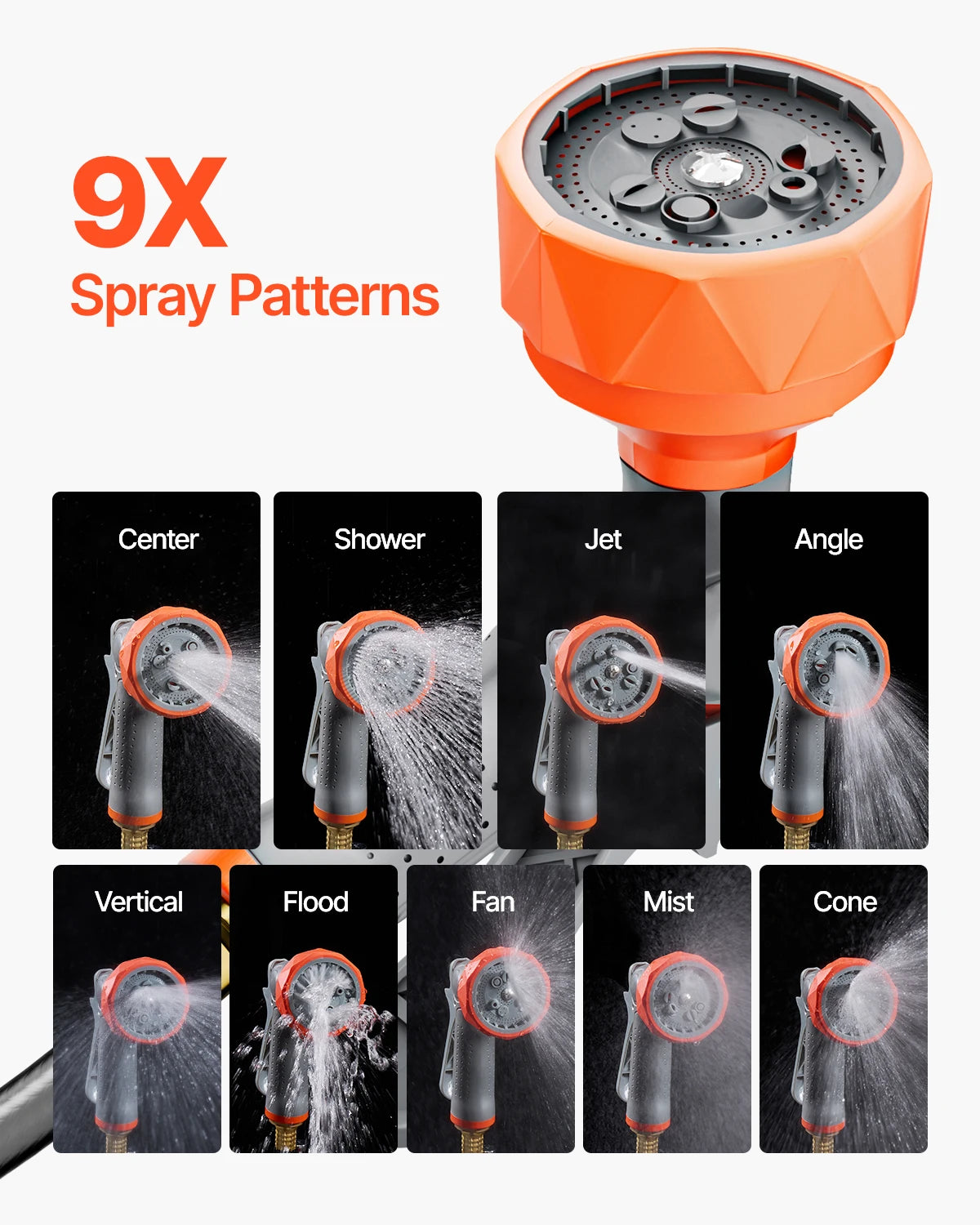Hign-concerned Retractable Garden Hose Reel With 9 Nozzle