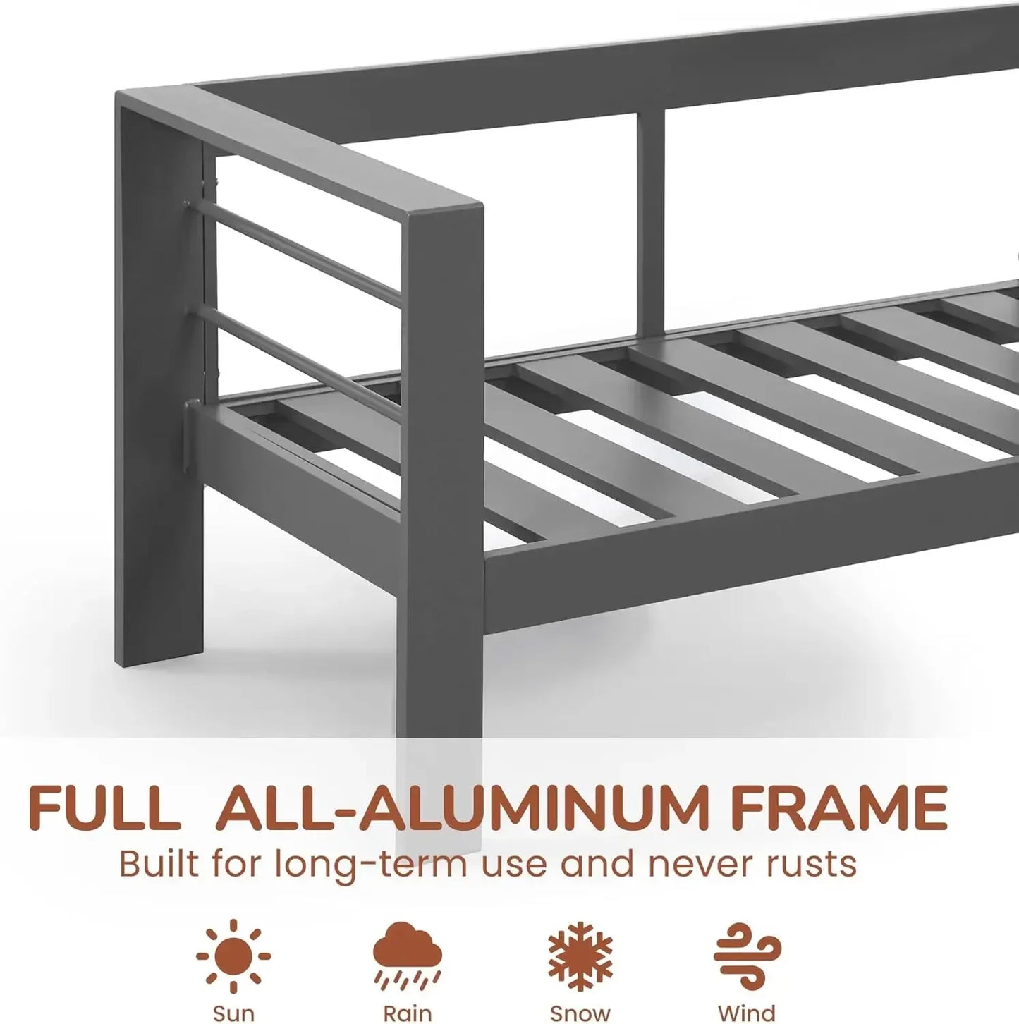 Outdoor Loveseat Aluminum Patio Furniture Sofa All Weather Metal Couch