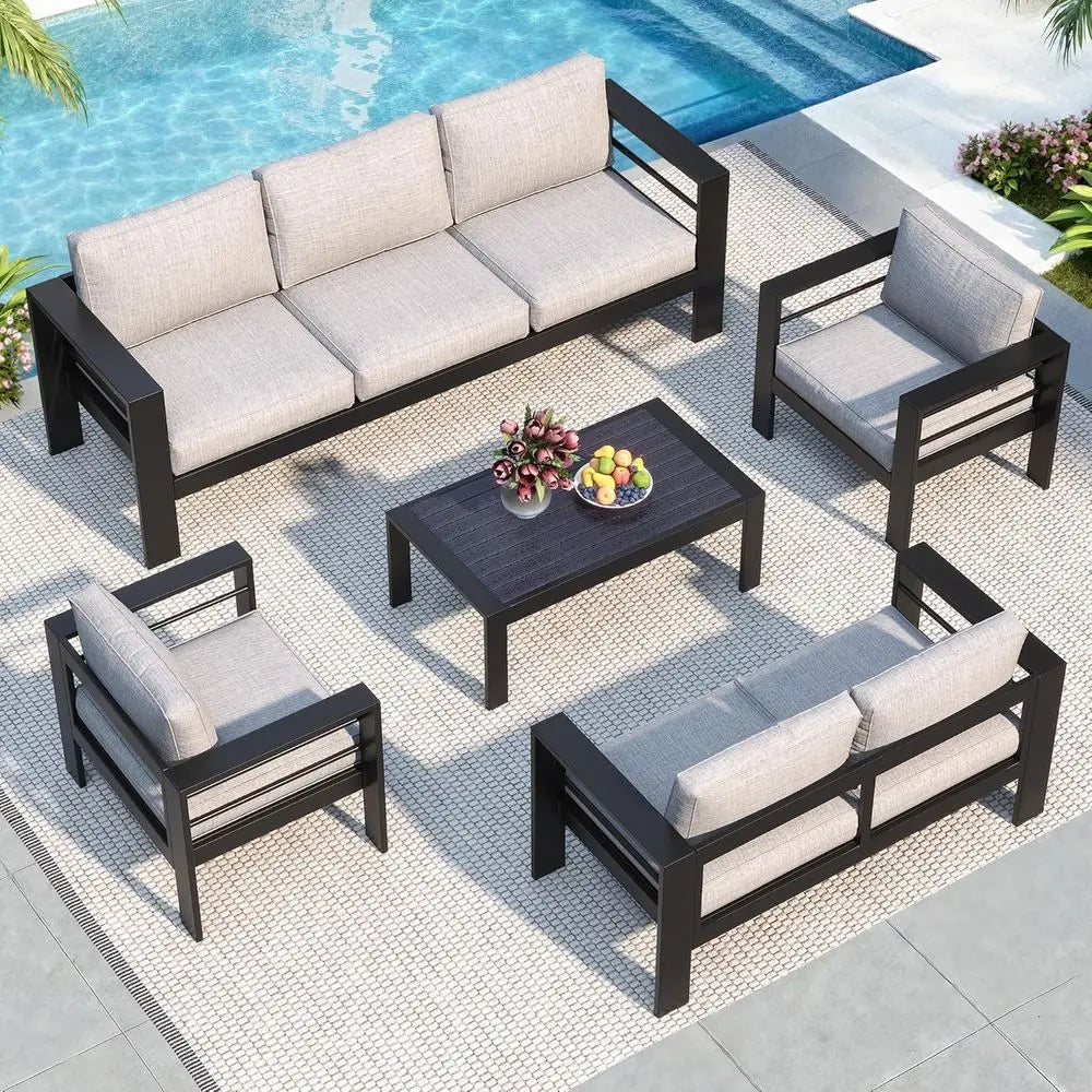 Weather Resistant Oversized Metal Patio Furniture Set With Deep Seating
