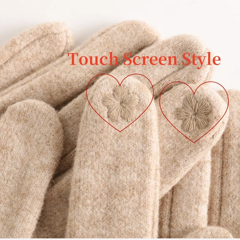 Winter Cashmere Gloves For Women Warm Touch Screen Mittens