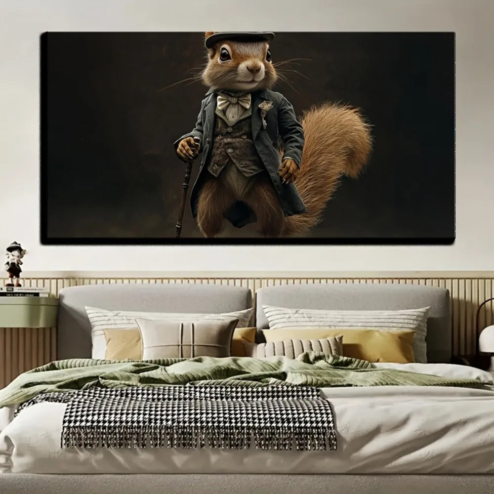 Hign Concerned Steampunk Squirrel Wall Canvas Poster Decor