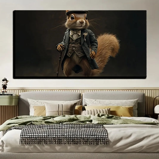 Hign Concerned Steampunk Squirrel Wall Canvas Poster Decor