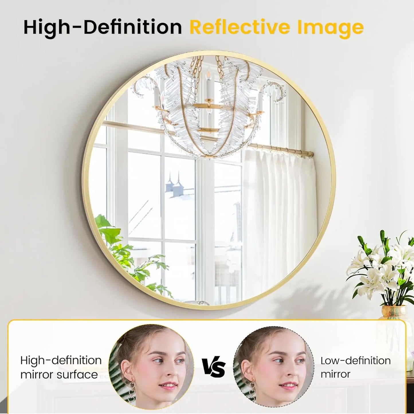 HobbyLane Extra Thick Round Aluminum Framed Wall Mirror