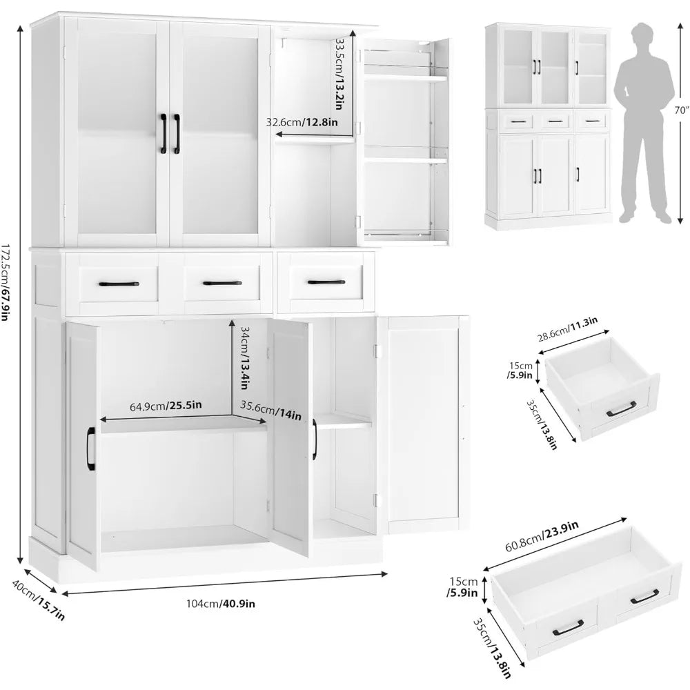 DAFIFY Kitchen Pantry Cabinet With Adjustable Shelves