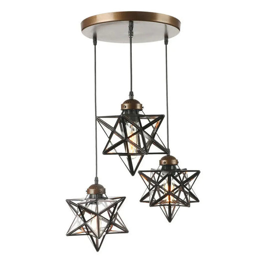 Bymaocar Moravian Star Three Light Pendant Glass Chandelier