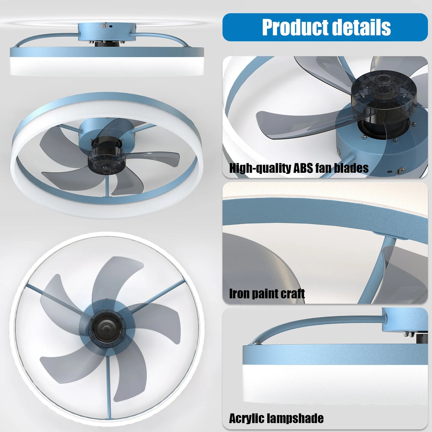 ARLGSITE LED Ceiling Fan With Remote Control Light