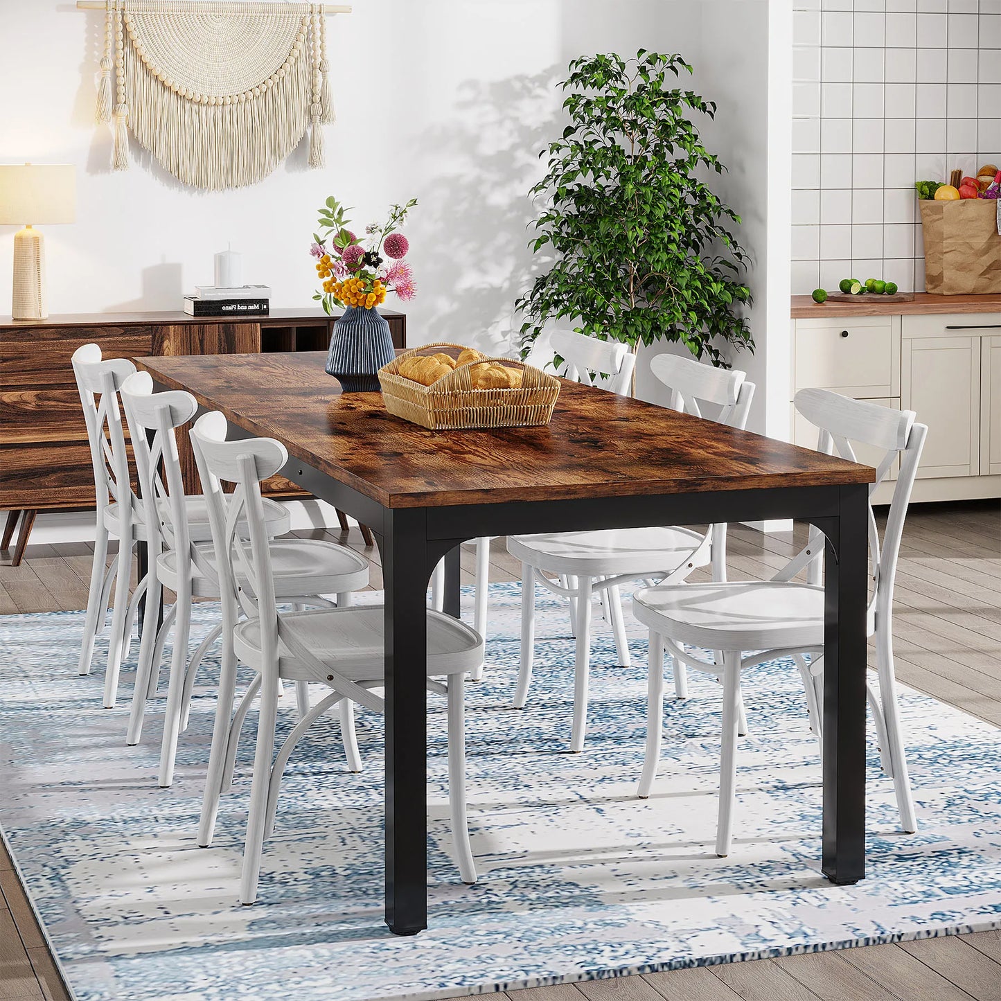 Tribesigns Rustic Wood Dining Table For Home Kitchen