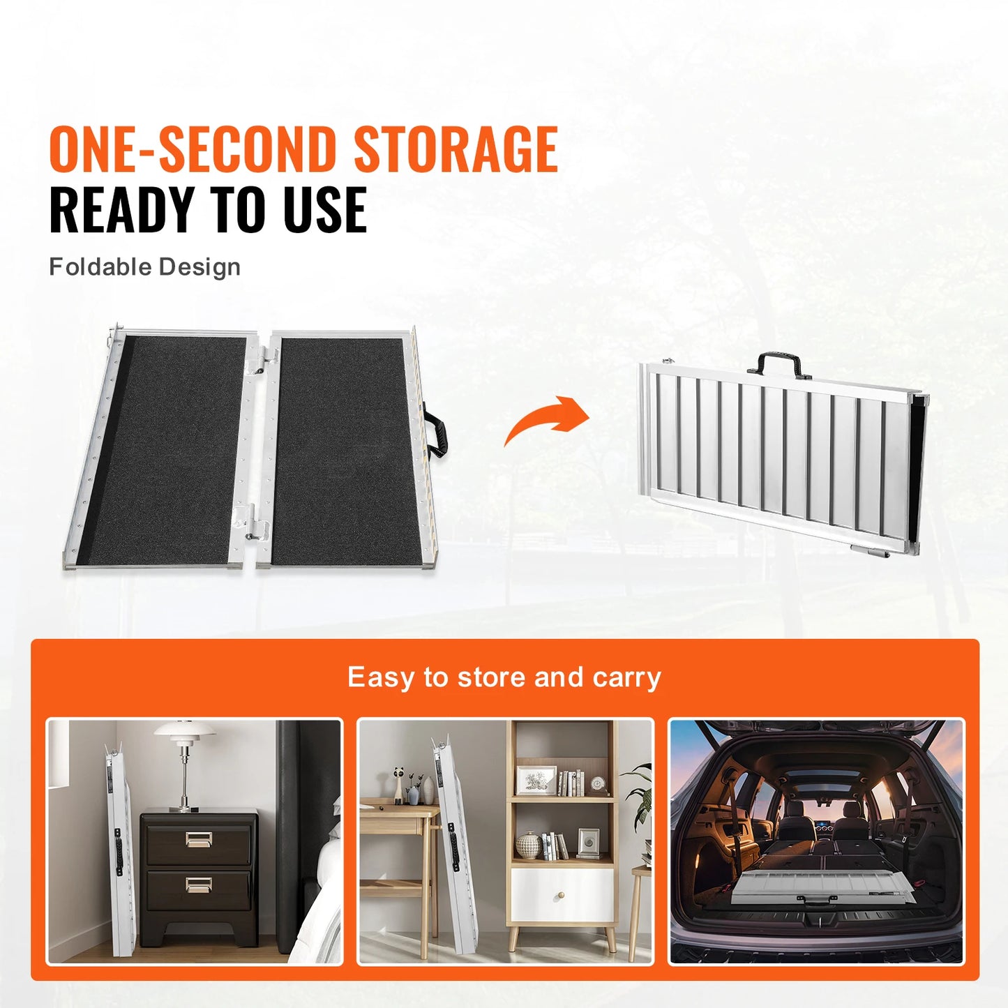 SucceBuy Portable Non Slip Aluminum Folding Wheelchair Ramp