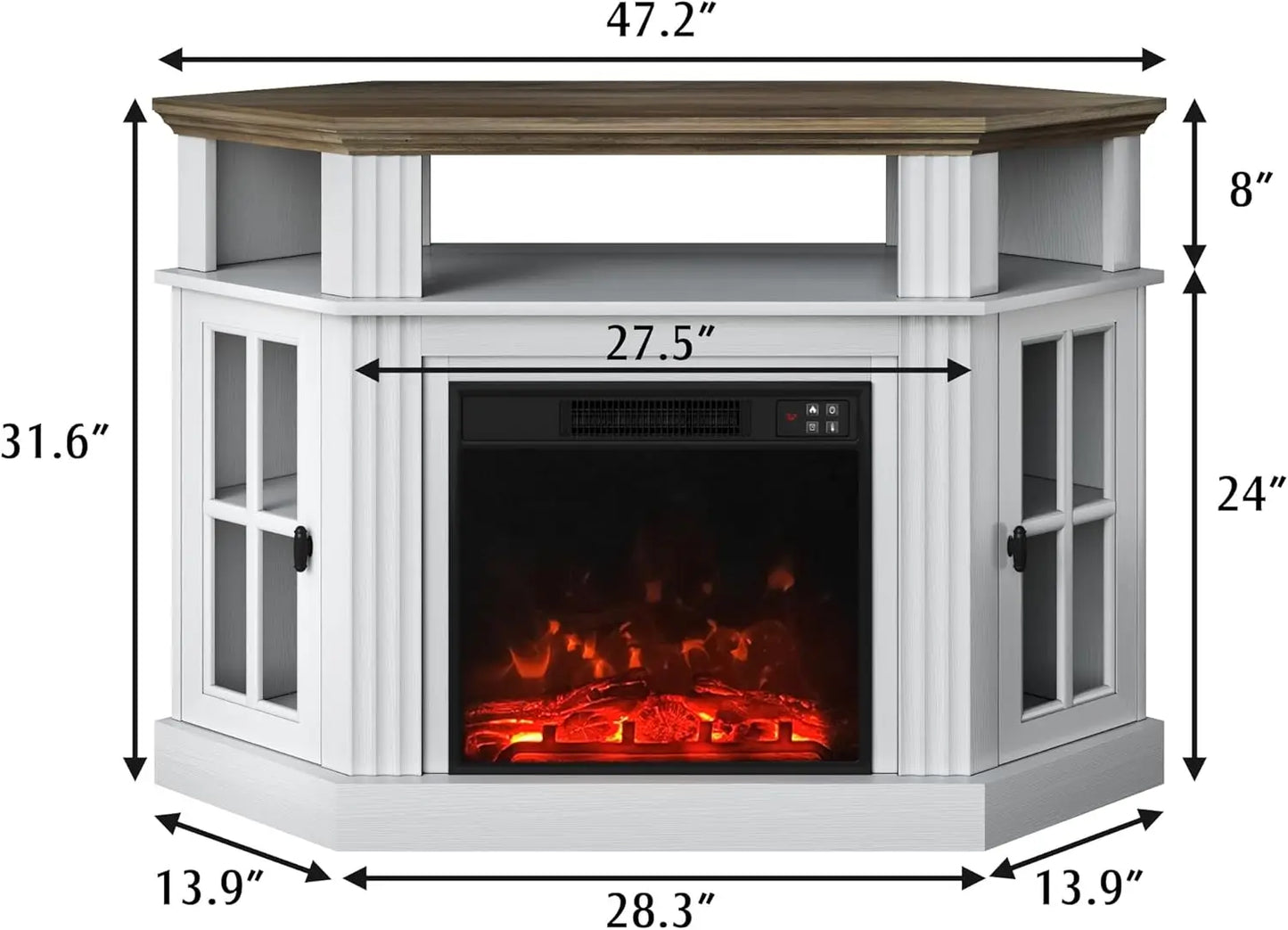 Fireplace TV Stand With Storage Cabinets And Media Console