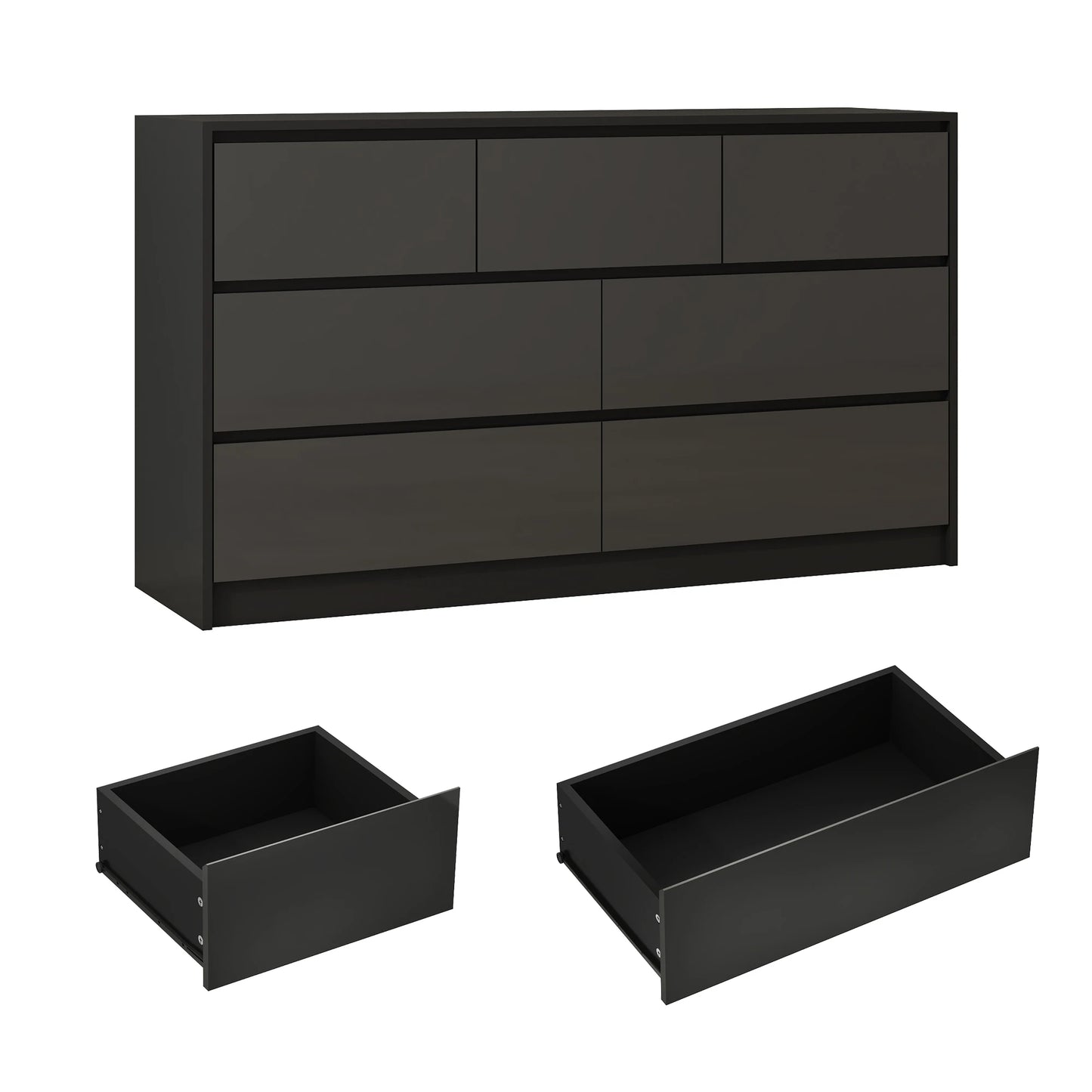 QiaoShiRen 7 Drawer Dresser Modern High Gloss Wood Chest