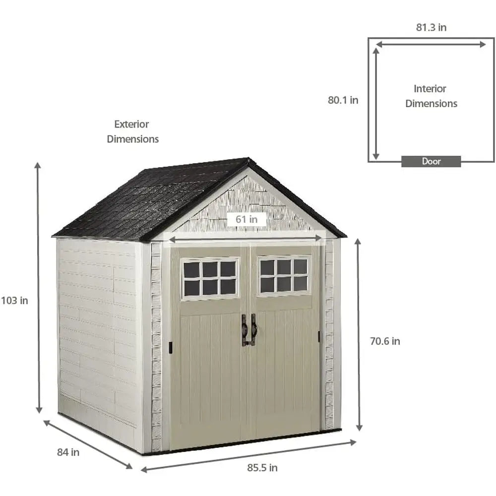 Outdoor Storage Shed For Garden Tools And Lockable Double Doors