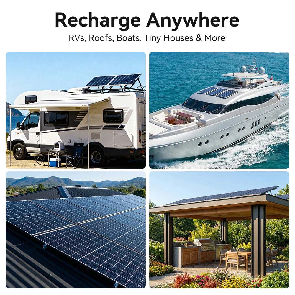 Rvpozwer 400W 12V Monocrystalline Solar Panel Off Grid