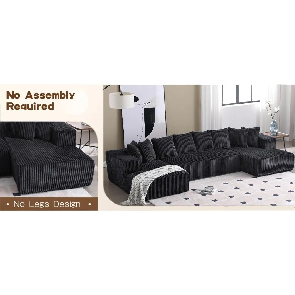 Modular Sectional Couch Modern U Shaped Sofa Double Chaise