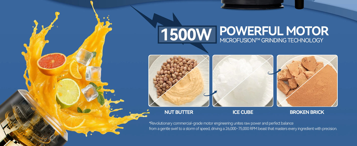 Astralship ASH01-B 1500W High Speed Countertop Blender 14 Presets Auto Clean