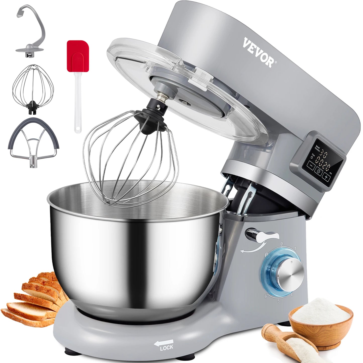 VEVOR Stand Mixer Electric Dough Mixer With 6 Speeds
