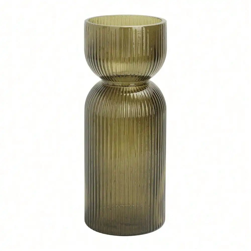 Hign-Concerned Translucent Ribbed Glass Tabletop Vase