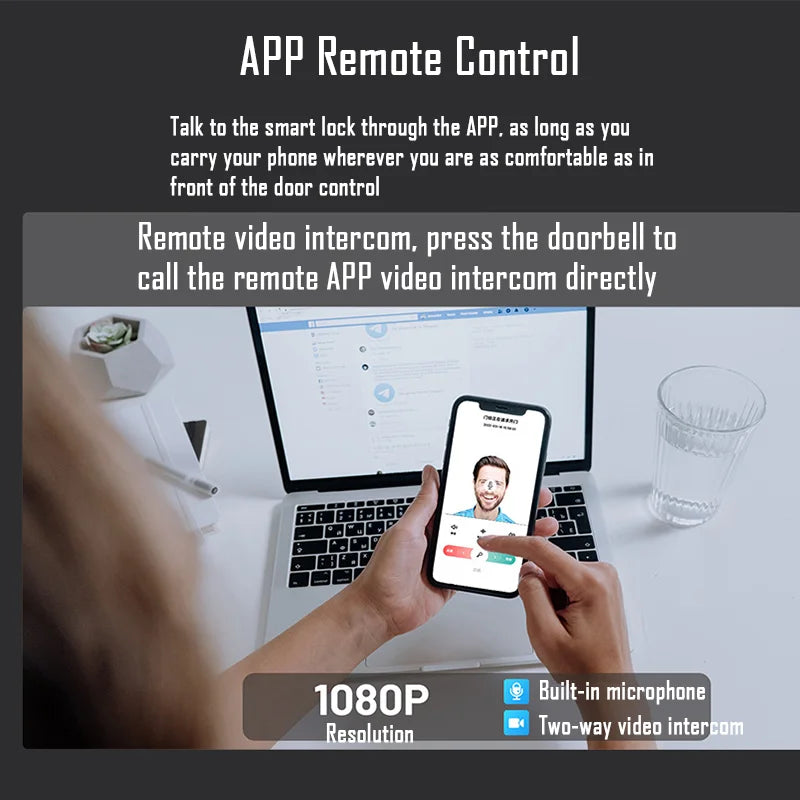 YKESDL WiFi Face Recognition Smart Door Lock With Camera