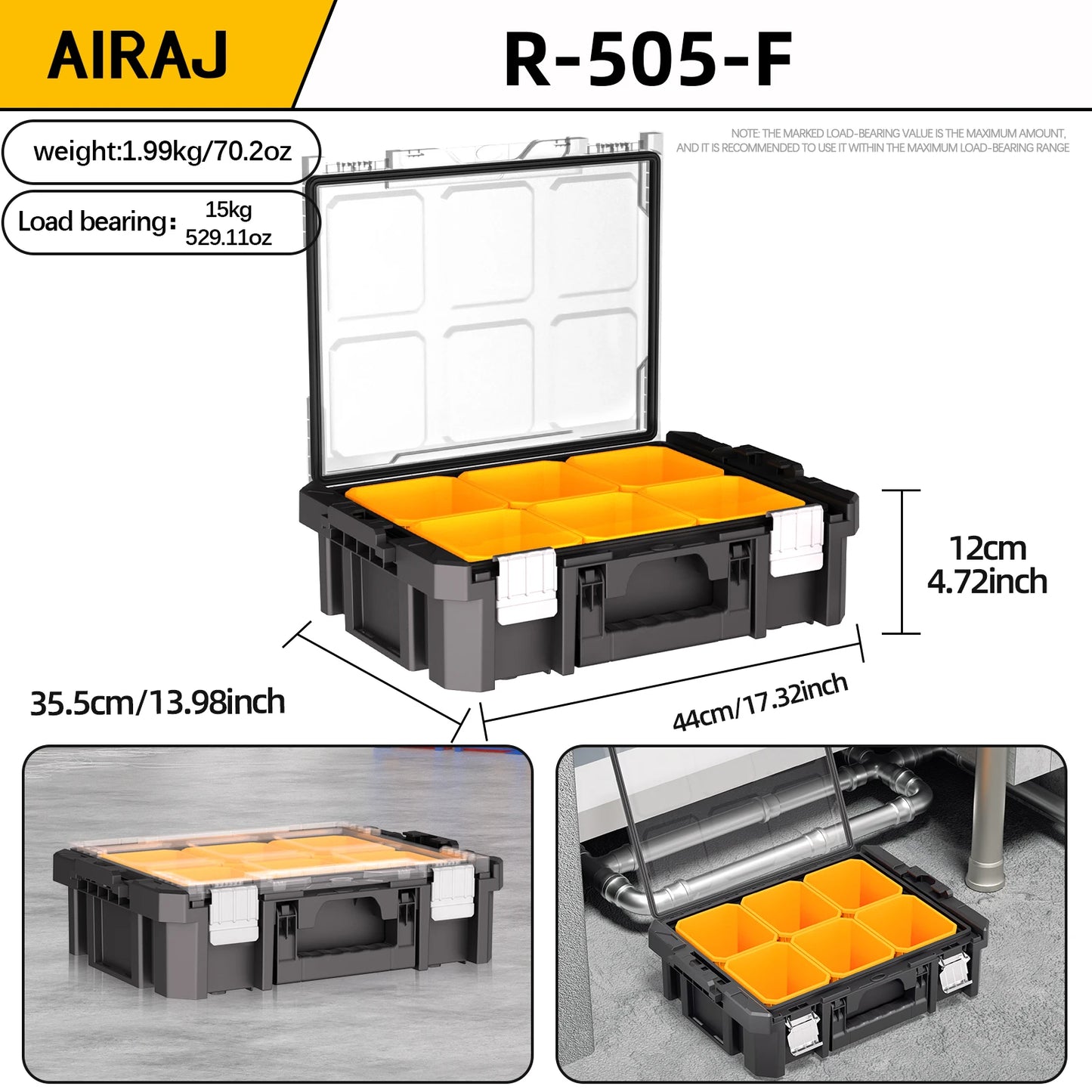 AIRAJ Multifunctional Stackable Rolling Tool Storage Box