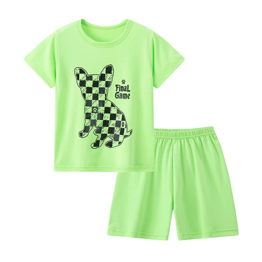 Unisex 2 Piece Summer Kids Short Sleeve Shorts Set