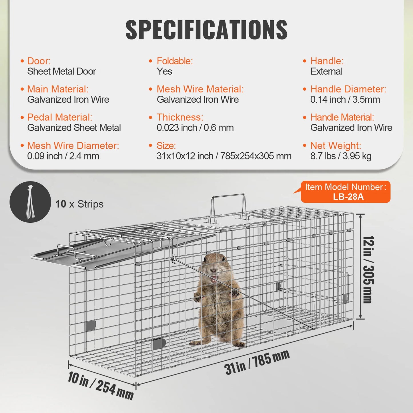 SucceBuy Foldable Live Animal Cage Trap with Handle for Cats