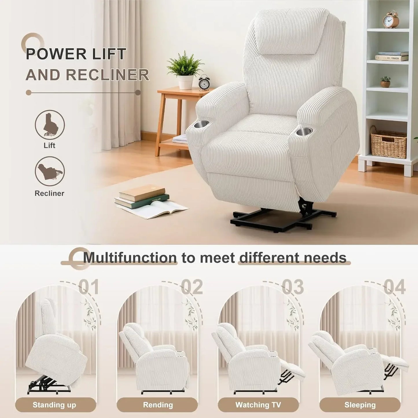XMSJH Power Lift Recliner Chair With Massage For Elderly