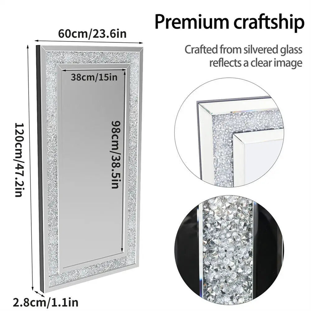 BORWARTH Rectangular Venetian Wall Mirror Crystal Edge