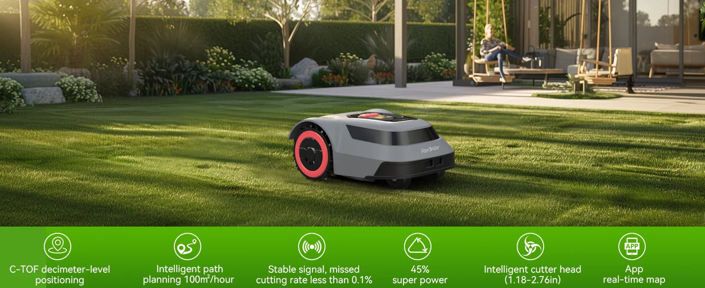 Redkey C TOF Robot Lawn Mower MGC1000 Automatic Charging
