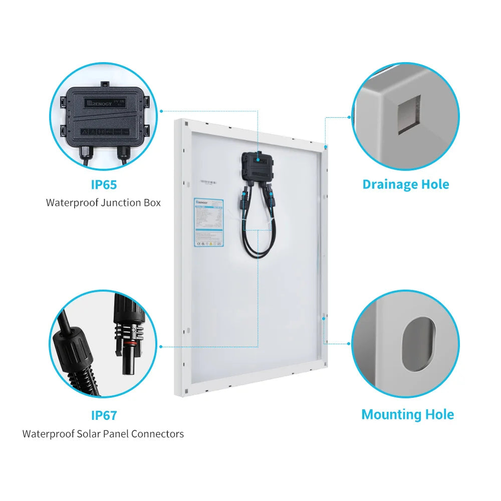Renogy 50W 12V Solar Panel Monocrystalline PV Module