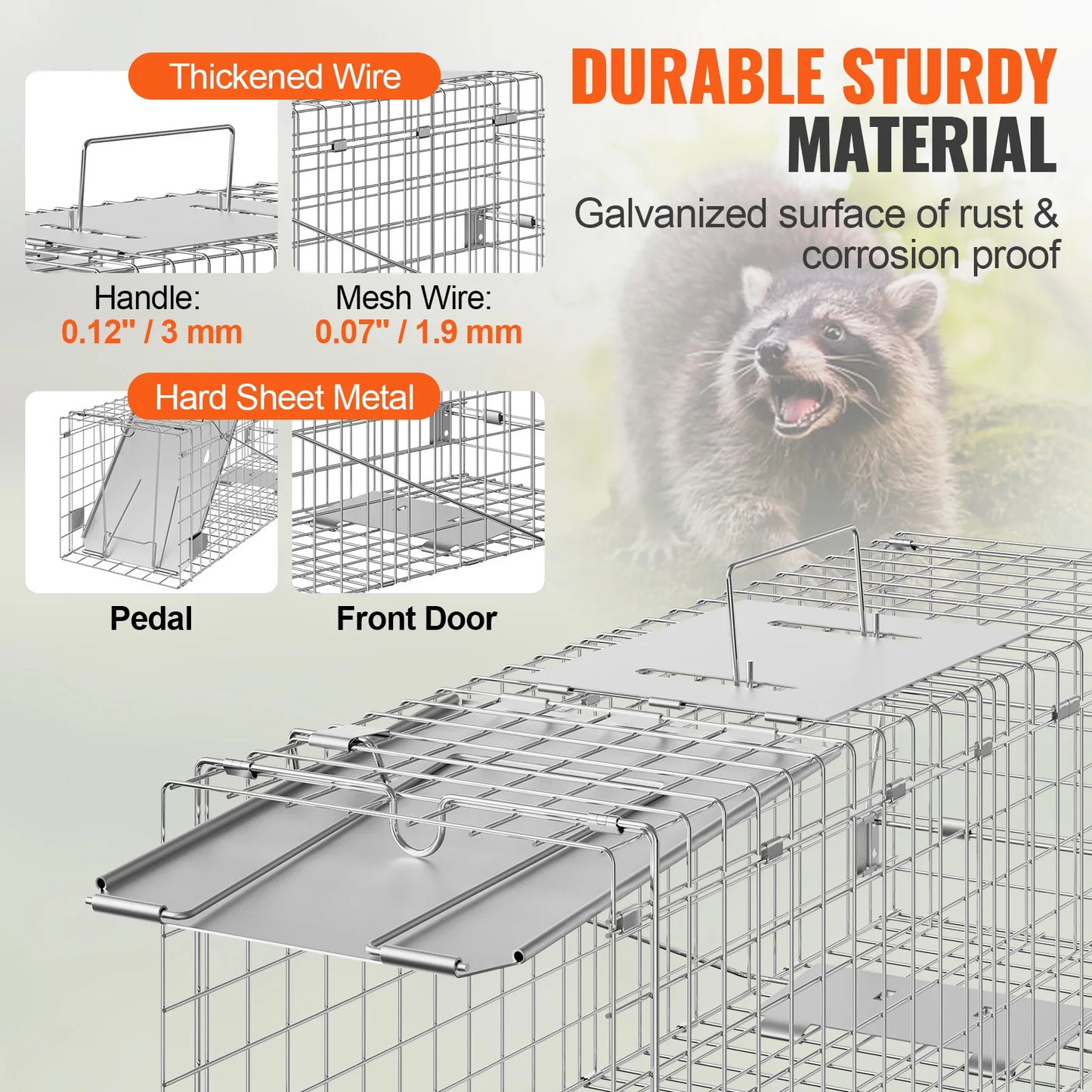 SucceBuy Foldable Live Animal Cage Trap with Handle for Cats