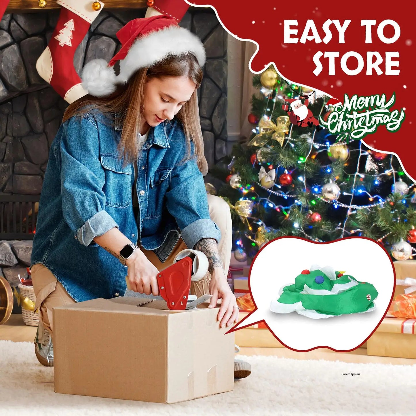 Inflatable Christmas Tree With Lights Yard Decoration