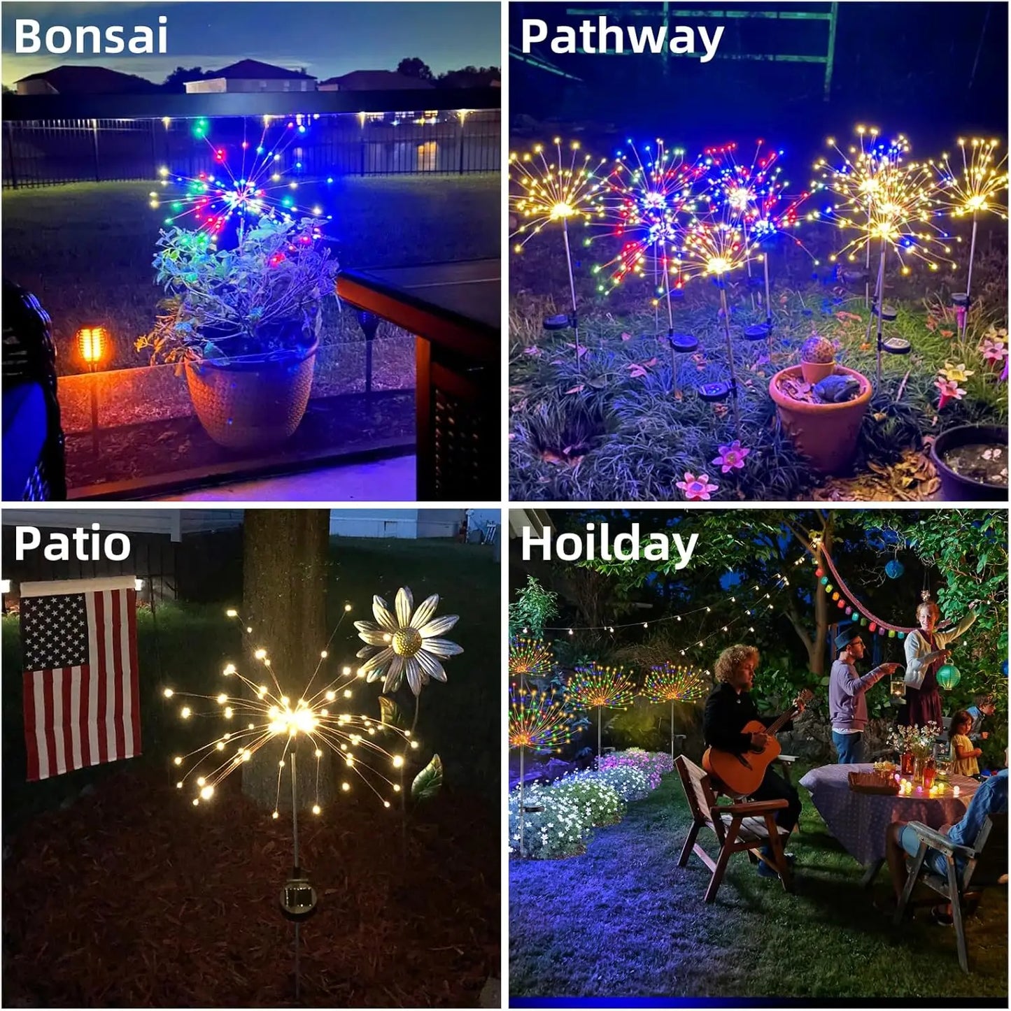 XMSJ Solar Firework LED Lights 120 LEDs Outdoor Garden Decor