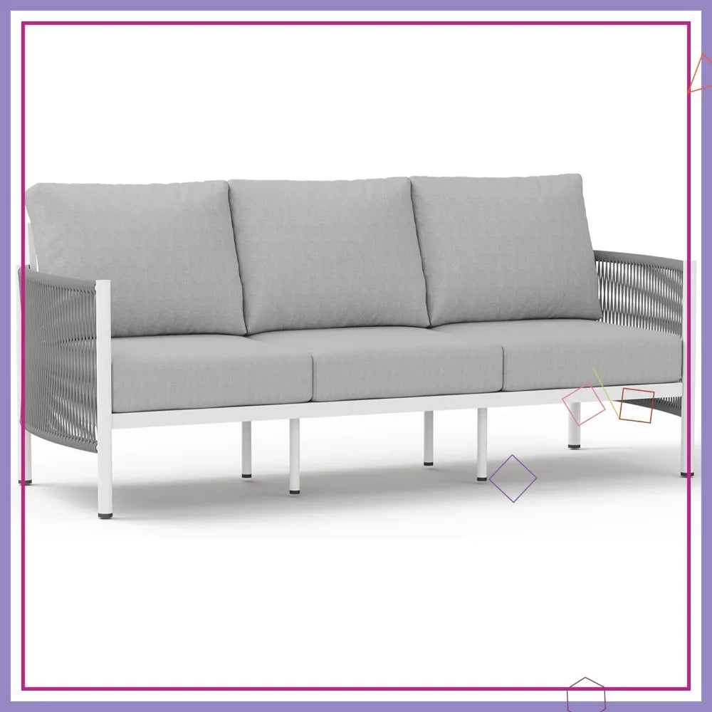 Aluminum Outdoor Patio Couch HDPE Rope Sofa With Washable Cushions