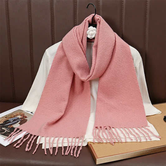 Runmeifacn Warm Cashmere Scarf For Women Solid Knit Wrap