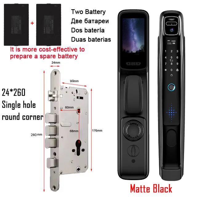 YKESDL WiFi Face Recognition Smart Door Lock With Camera