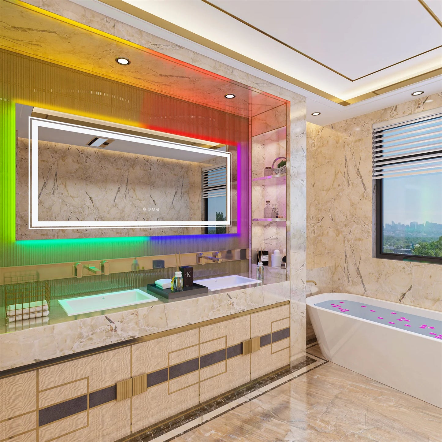 Wisfor LED Vanity Mirror RGB Backlit Dimmable Anti Fog