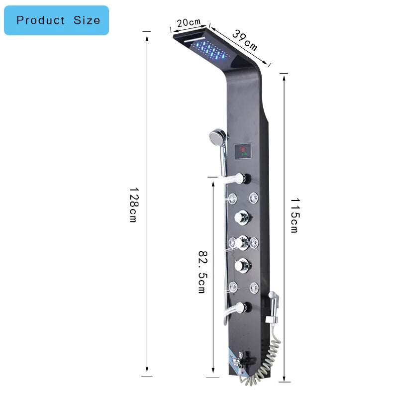 MYQualife LED Rainfall Waterfall Shower Panel System