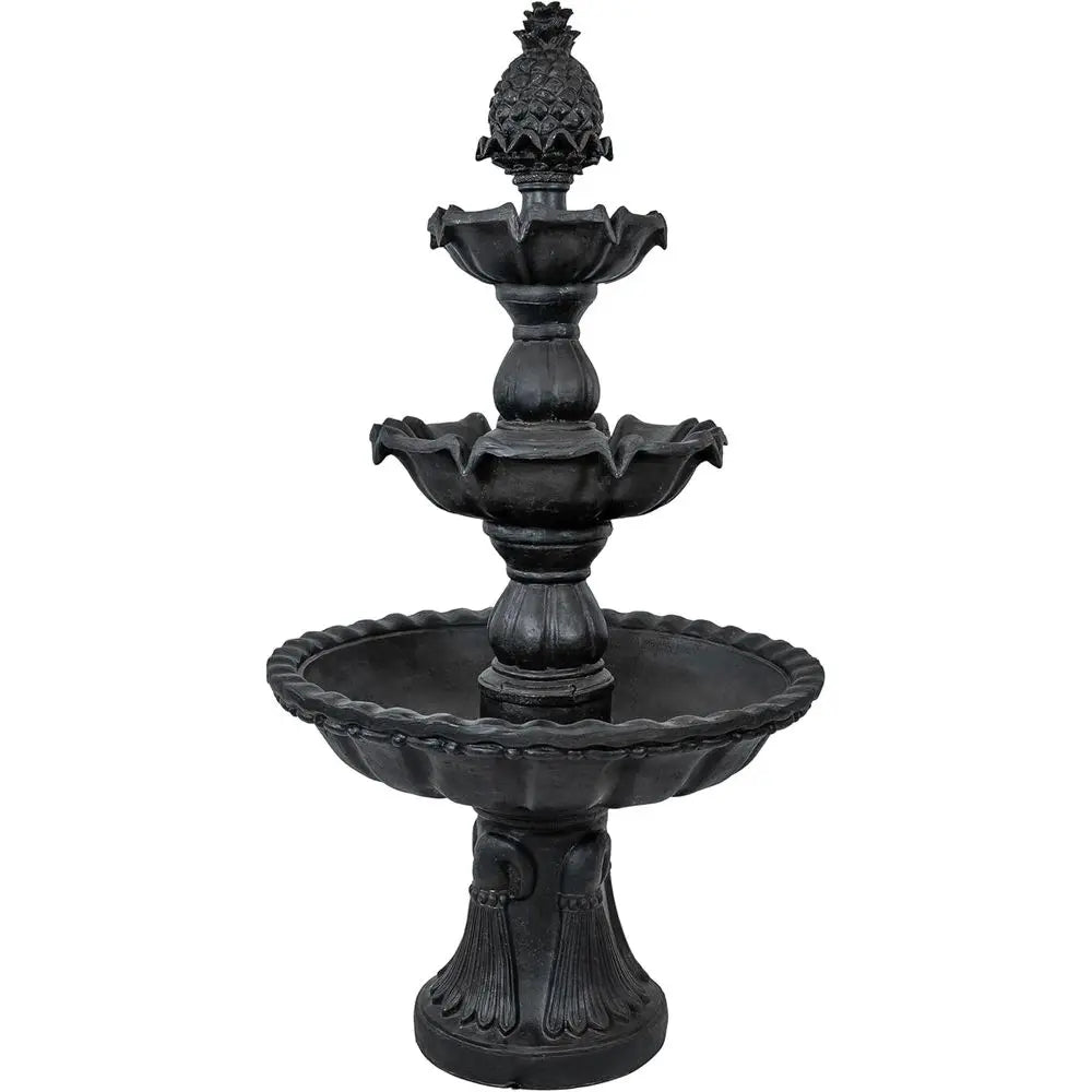 Three Tier Electric Water Fountain With Pine Topper For Garden
