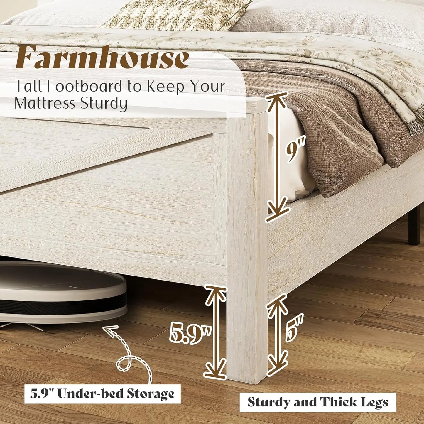 Rustic Wood Storage Bed Frame With Full Bookcase Headboard And Charging Station