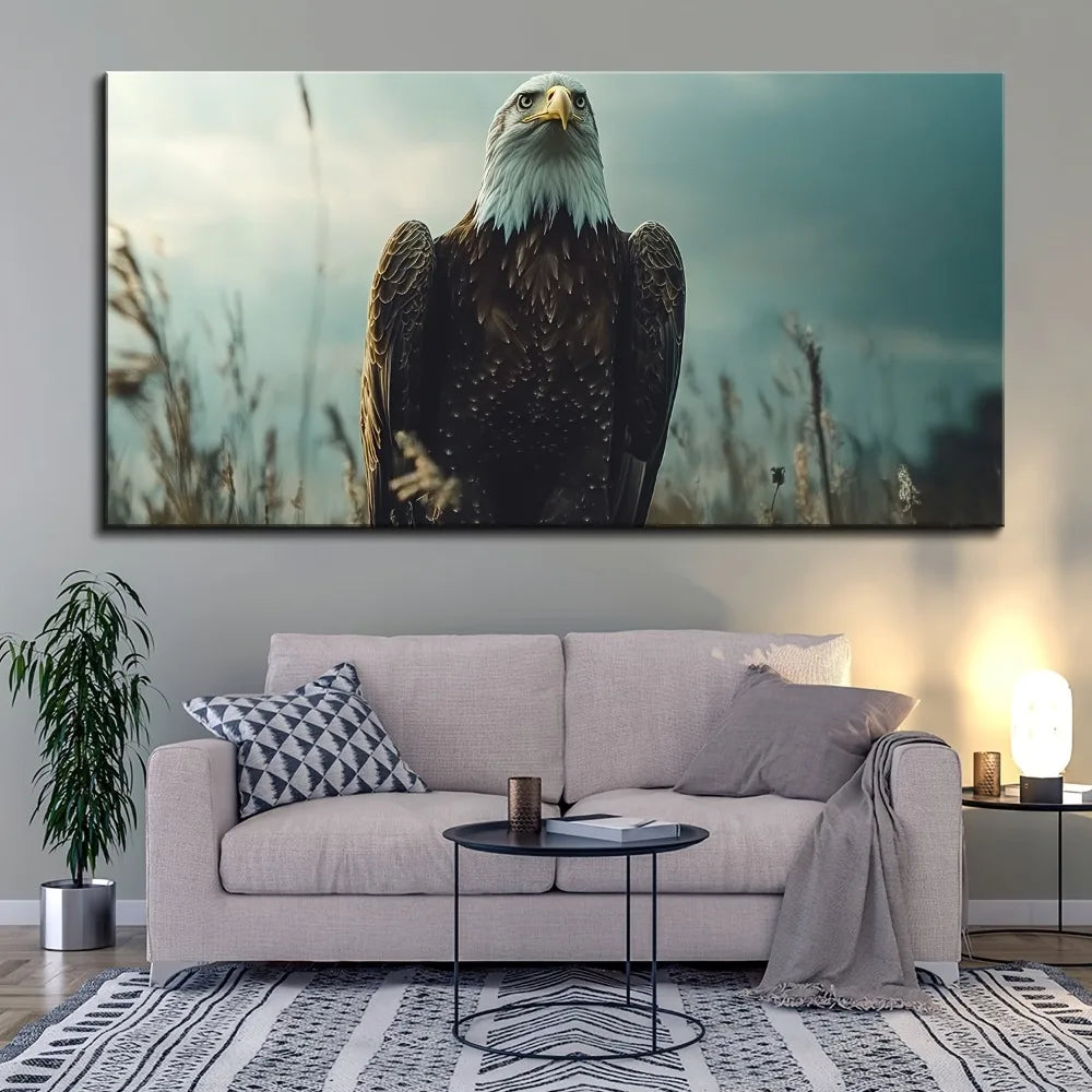 Hign-concerned Pine Solid Wood Frame Eagle Fly Canvas Art